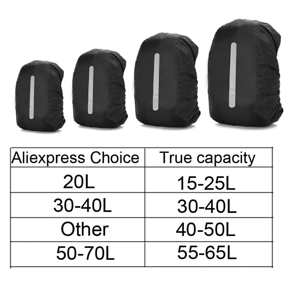 Rain Cover Backpack Reflective 20L 35L 45L 60L | Waterproof Bag for Outdoor Camping additional angle