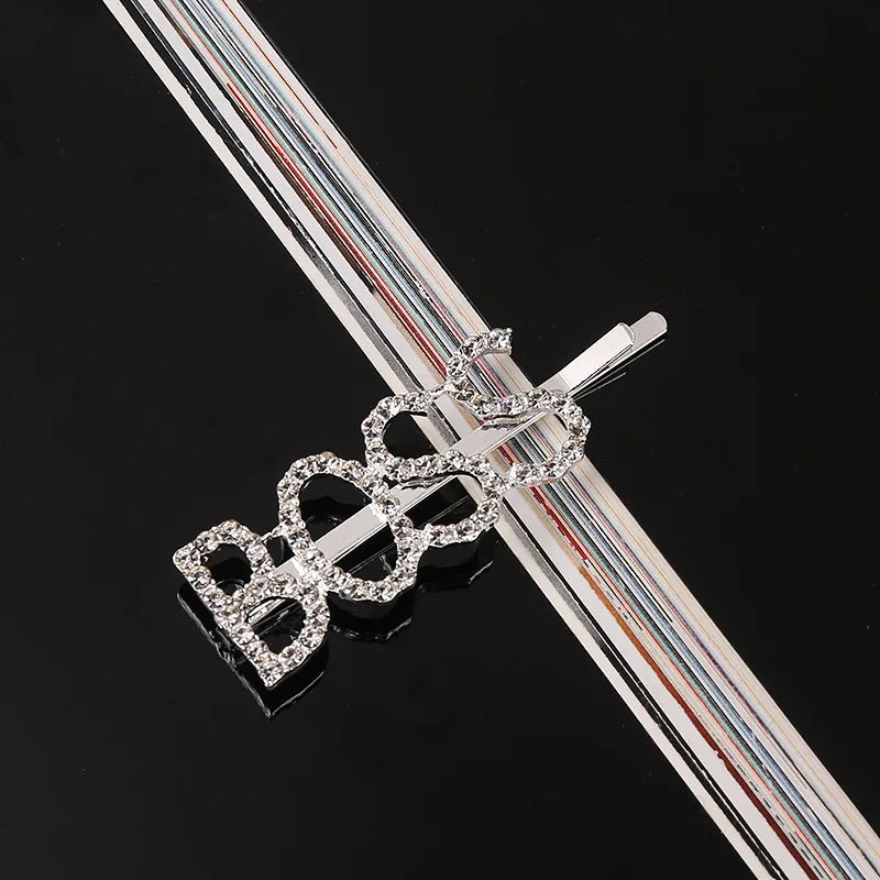 Simple Letter Rhinestone Hairpins Women Hair Clips Pins Barrettes Accessories For Wom lifestyle view
