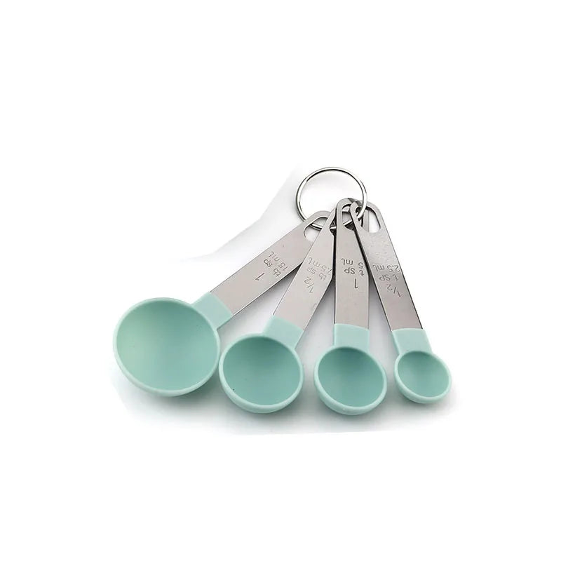 4pcs Kitchen Tools Measuring Spoons cups Set steel handleTeaspoon Coffee Sugar Scoo additional angle