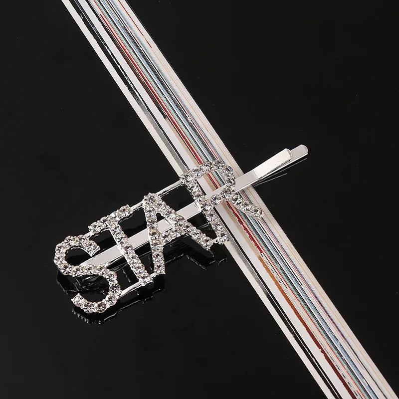 Simple Letter Rhinestone Hairpins Women Hair Clips Pins Barrettes Accessories For Women Girls Hair Hairclip Hairgrip Headdress