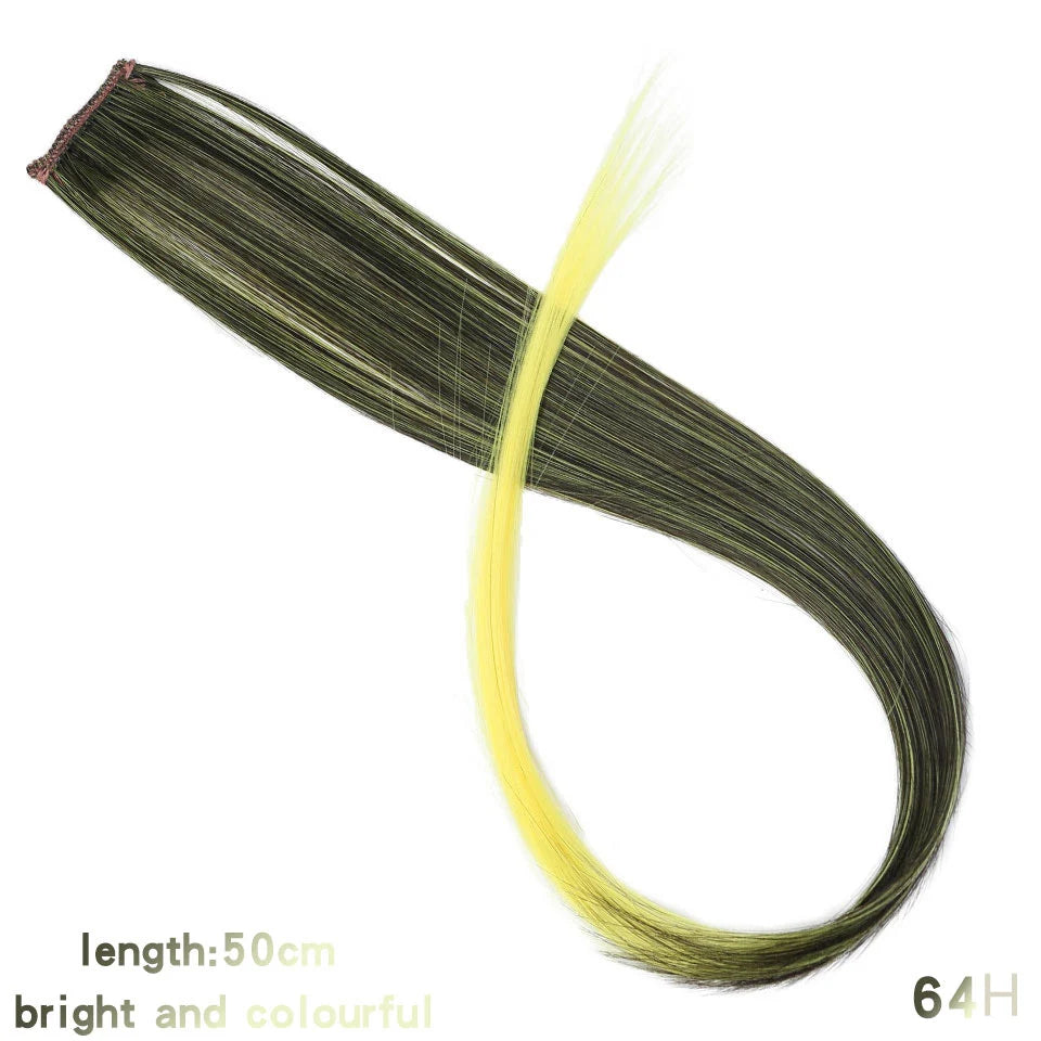 Clip In Rainbow Highlight Hair Extensions | Pink Synthetic Hair Strands additional angle