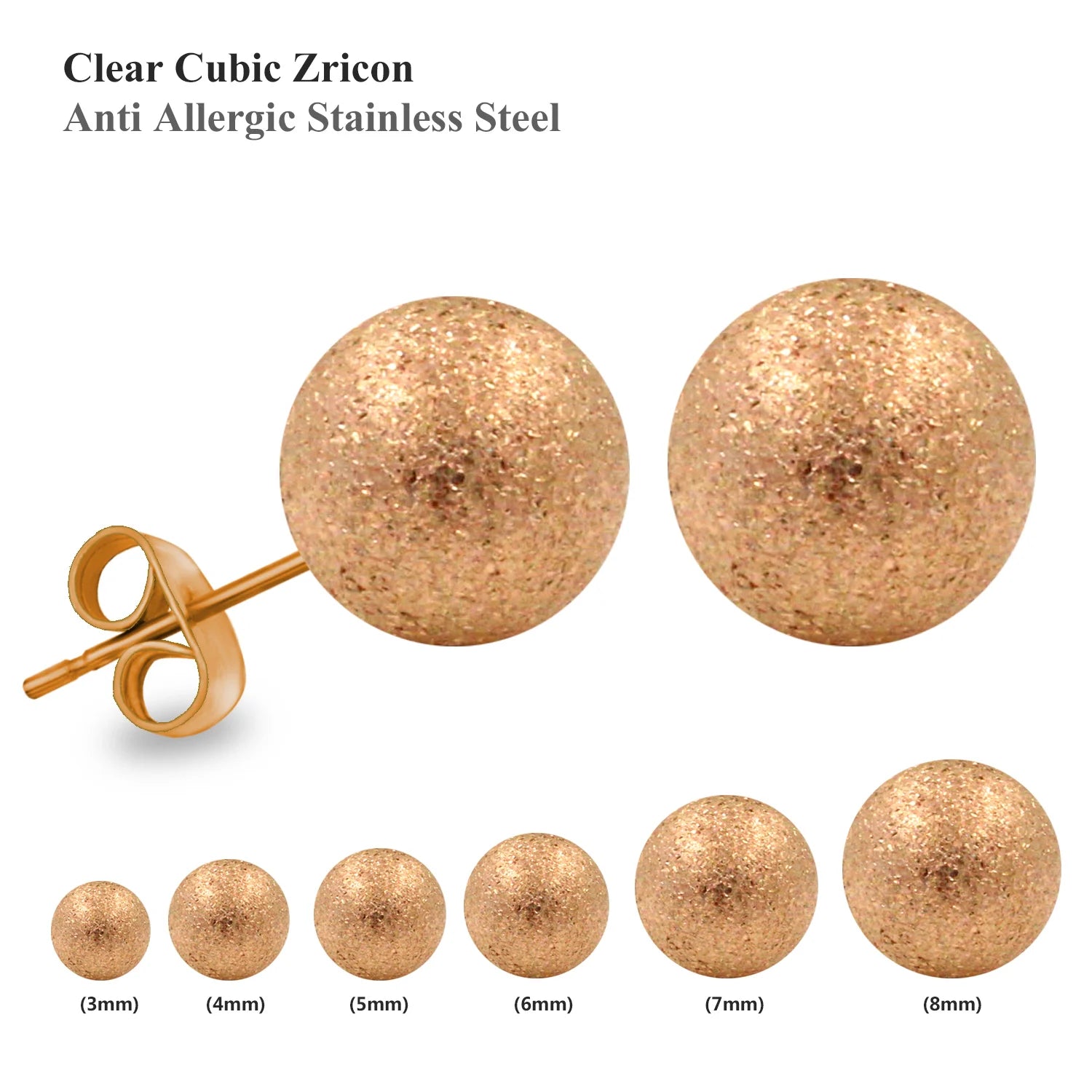 Stainless Steel Ball Stud Earrings Set 6 Pairs | Minimalist Round Clip Earrings for W alternate view