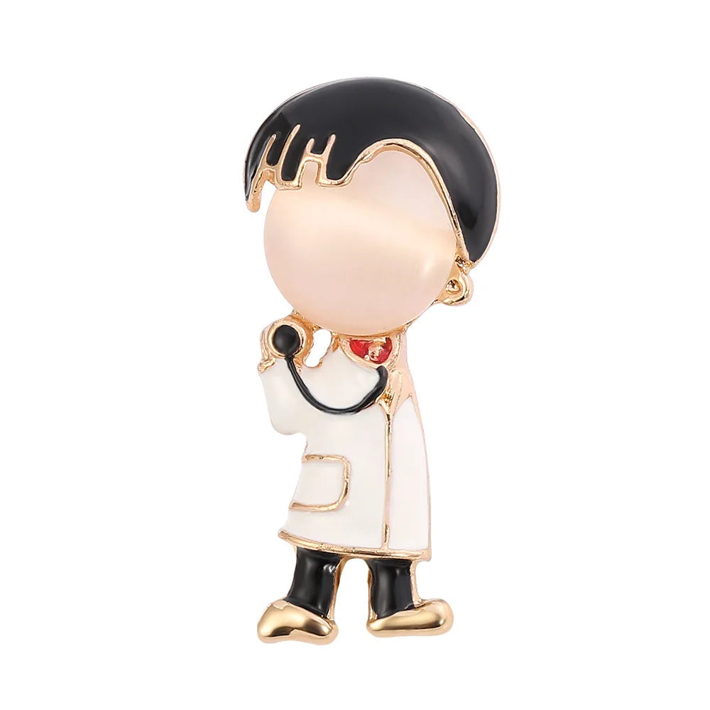 New Medical Medicine Brooch Pin Stethoscope Electrocardiogram Microscope Heart Shaped Pin Nurse Doctor Backpack Lapel Jewelry