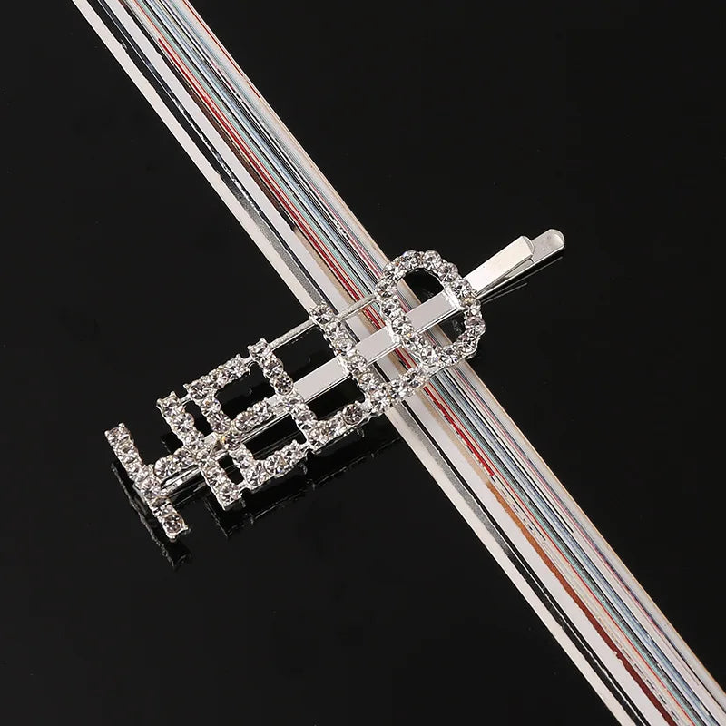 Simple Letter Rhinestone Hairpins Women Hair Clips Pins Barrettes Accessories For Wom alternate view