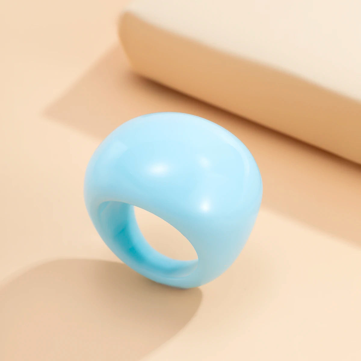 IngeSight.Z Korean Transparent Acrylic Geometric Chunky Rings Women Charm Colourful R alternate view