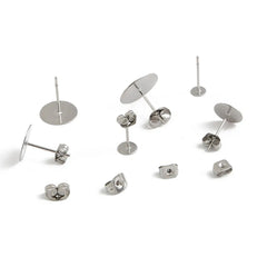 50pcs Stainless Steel 3 4 5 6 8 10 12mm Stud Pin Earring Base Earring Settings DIY For J detail view