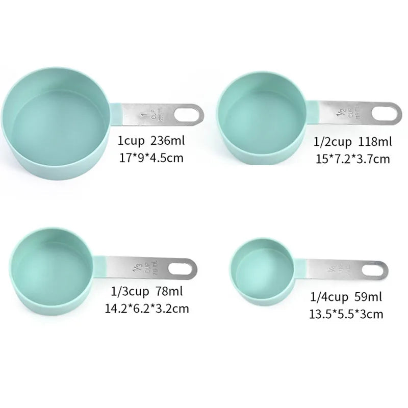 4pcs Kitchen Tools Measuring Spoons cups Set steel handleTeaspoon Coffee Sugar Scoop Cak detail view