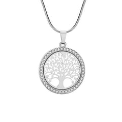 Crystal Zircon Tree of Life Pendant Necklace | Fashion Jewelry for Women close-up view