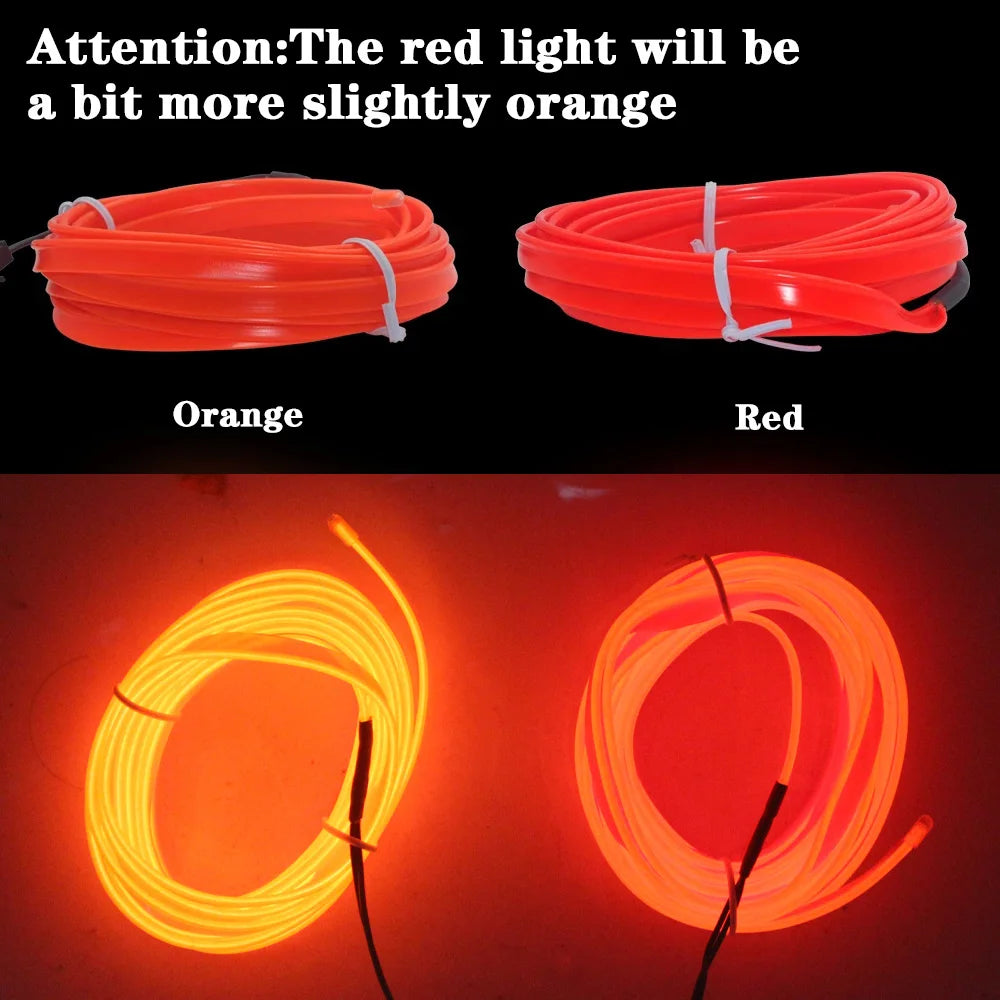 1M/2M/3M/5M Car Interior Led Decorative Lamp EL Wiring Neon Strip For Auto DIY Flexib alternate view