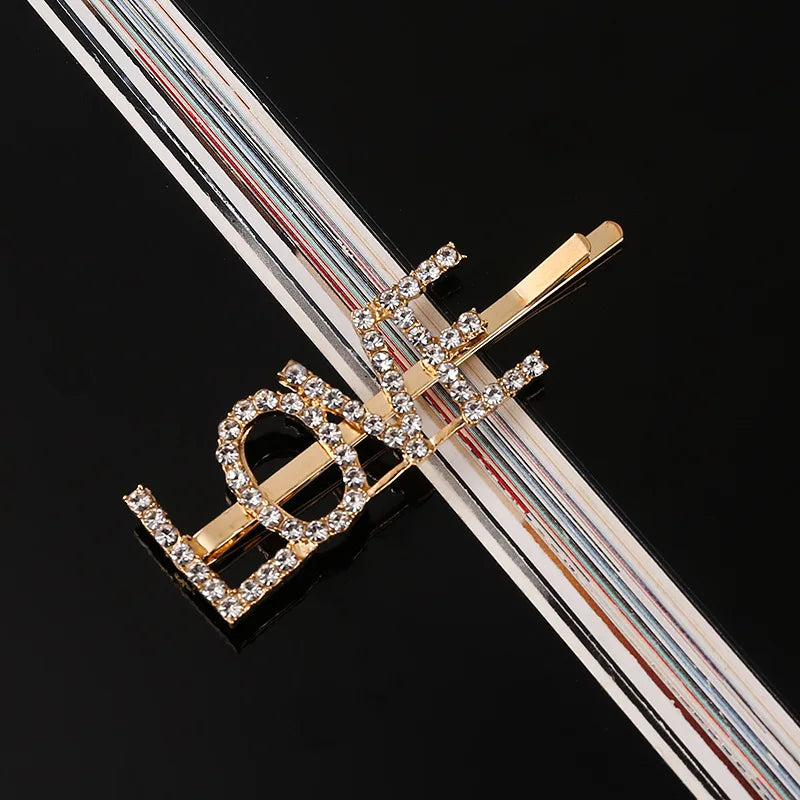 Simple Letter Rhinestone Hairpins Women Hair Clips Pins Barrettes Accessories For Women Girls Hair Hairclip Hairgrip Headdress