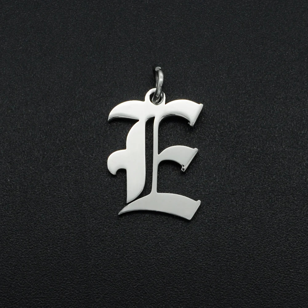 316 Stainless Steel Old English Letter Charms | DIY Alphabet Jewelry Findings for B additional angle