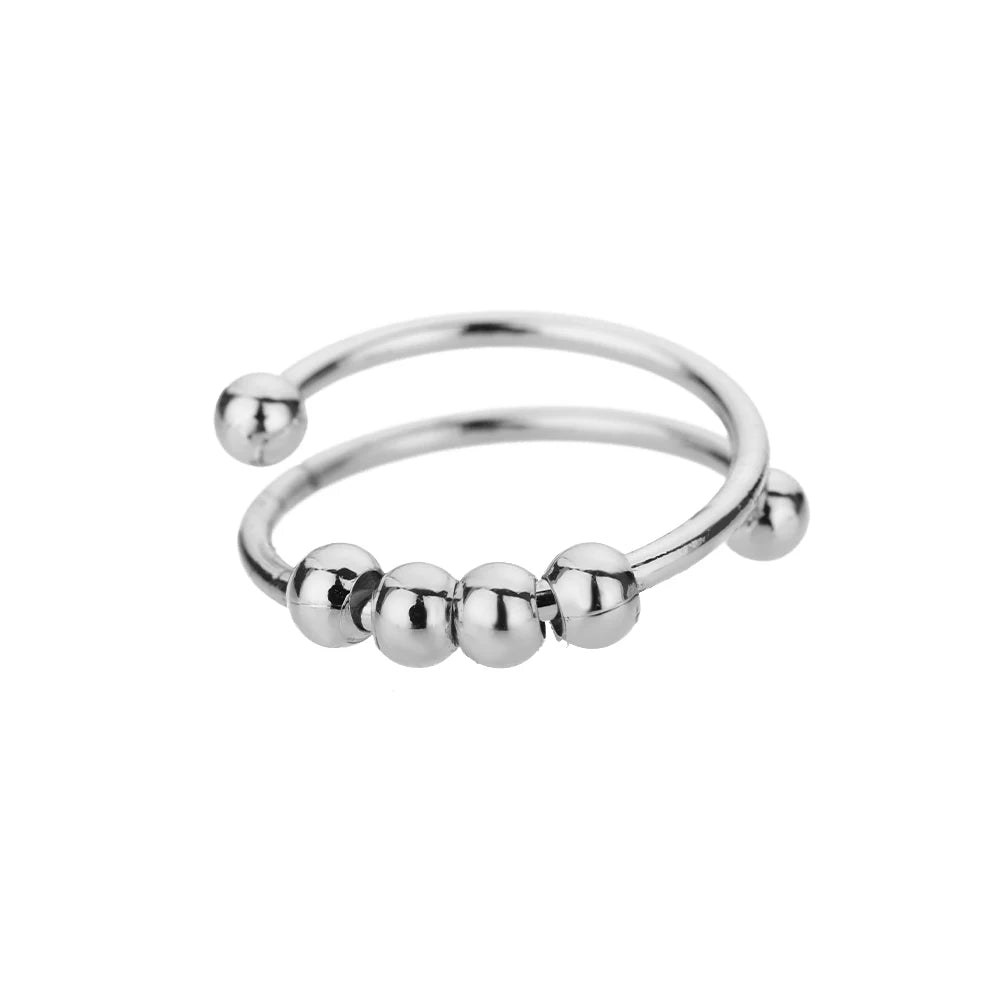 Women Open Spinner Adjustable Finger Ring Stainless Steel Rotating Freely Anti Stress Je detail view