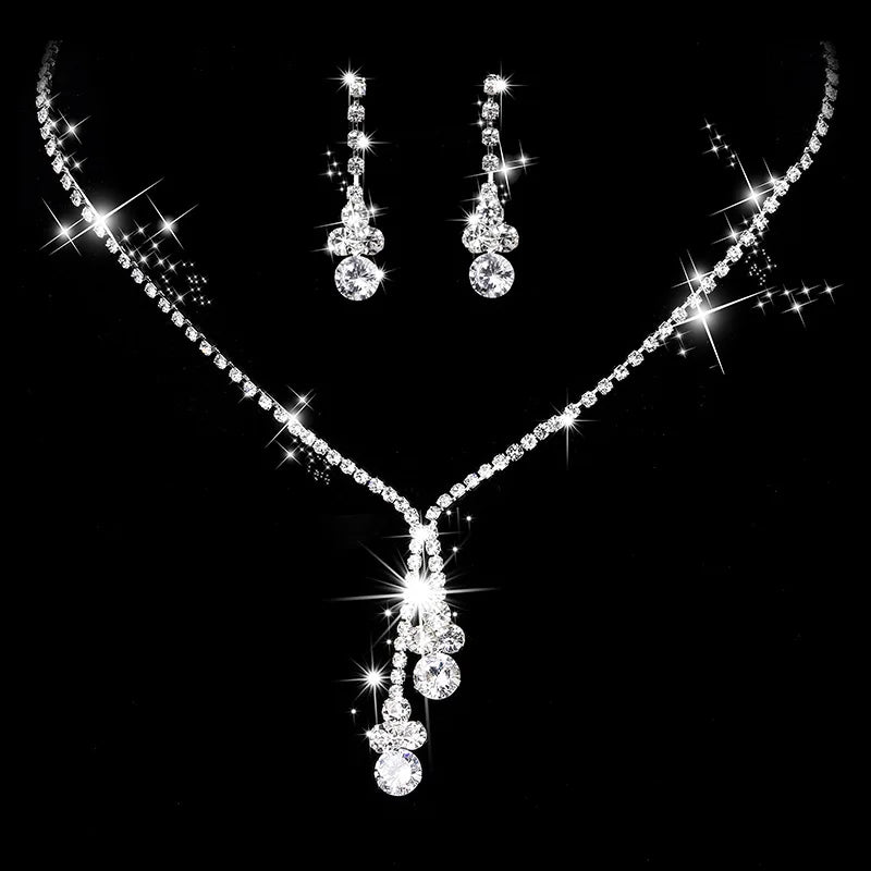 Fashion Crystal Bride Jewelry Set Rhinestone Silver-plated Wedding Dress Banquet Neck alternate view
