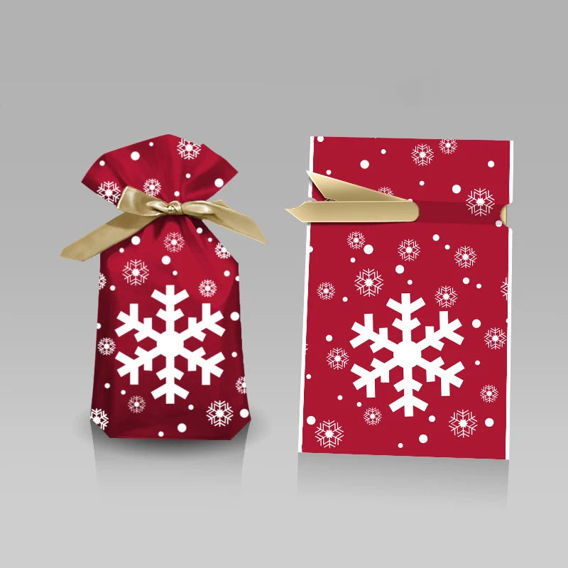 Merry Christmas Candy Bag Santa Gift Bag Snowflake Drawstring Bag Christmas for 202 additional angle