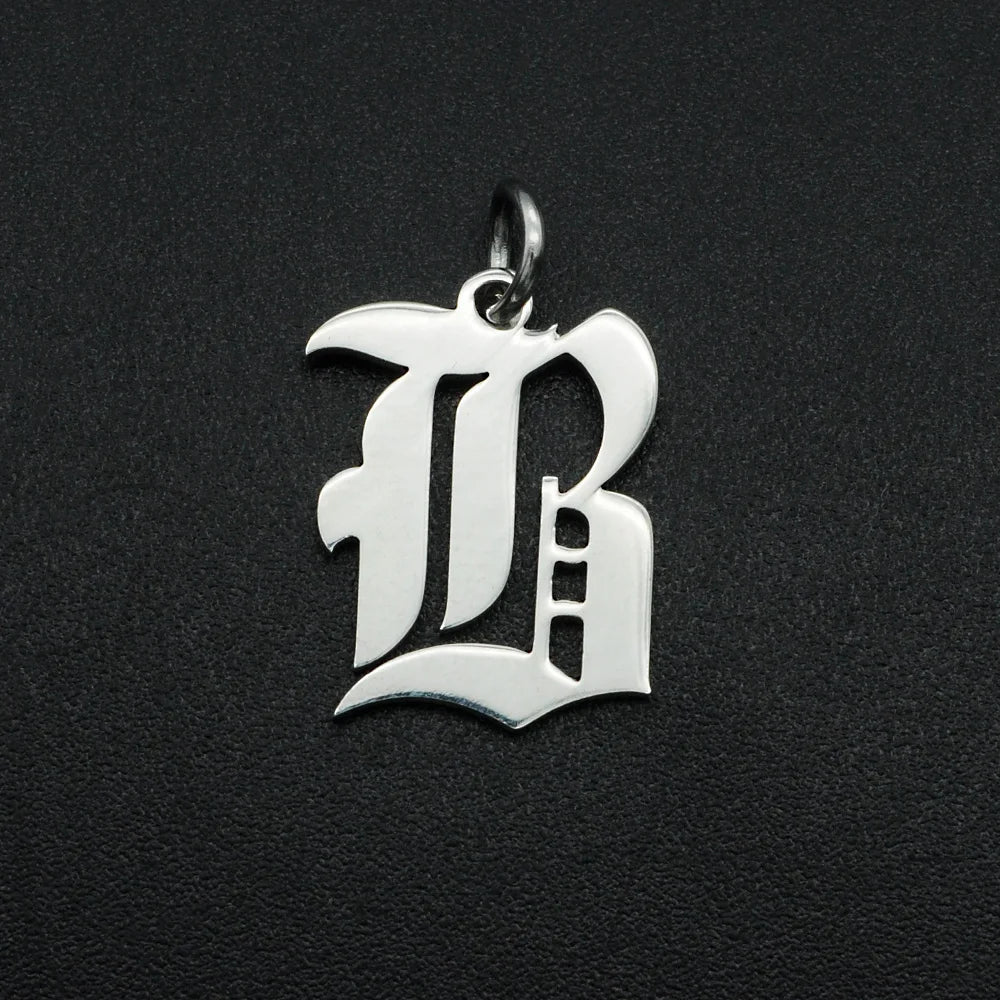 316 Stainless Steel Old English Letter Charms | DIY Alphabet Jewelry Findings for Brac close-up view