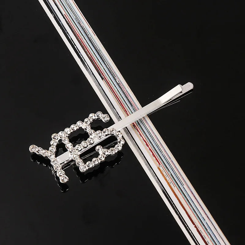 Simple Letter Rhinestone Hairpins Women Hair Clips Pins Barrettes Accessories For Wom lifestyle view