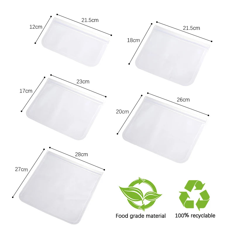 Silicone Food Storage Bag Reusable Stand Up Zip Shut Bag Sealed Leakproof Containers alternate view