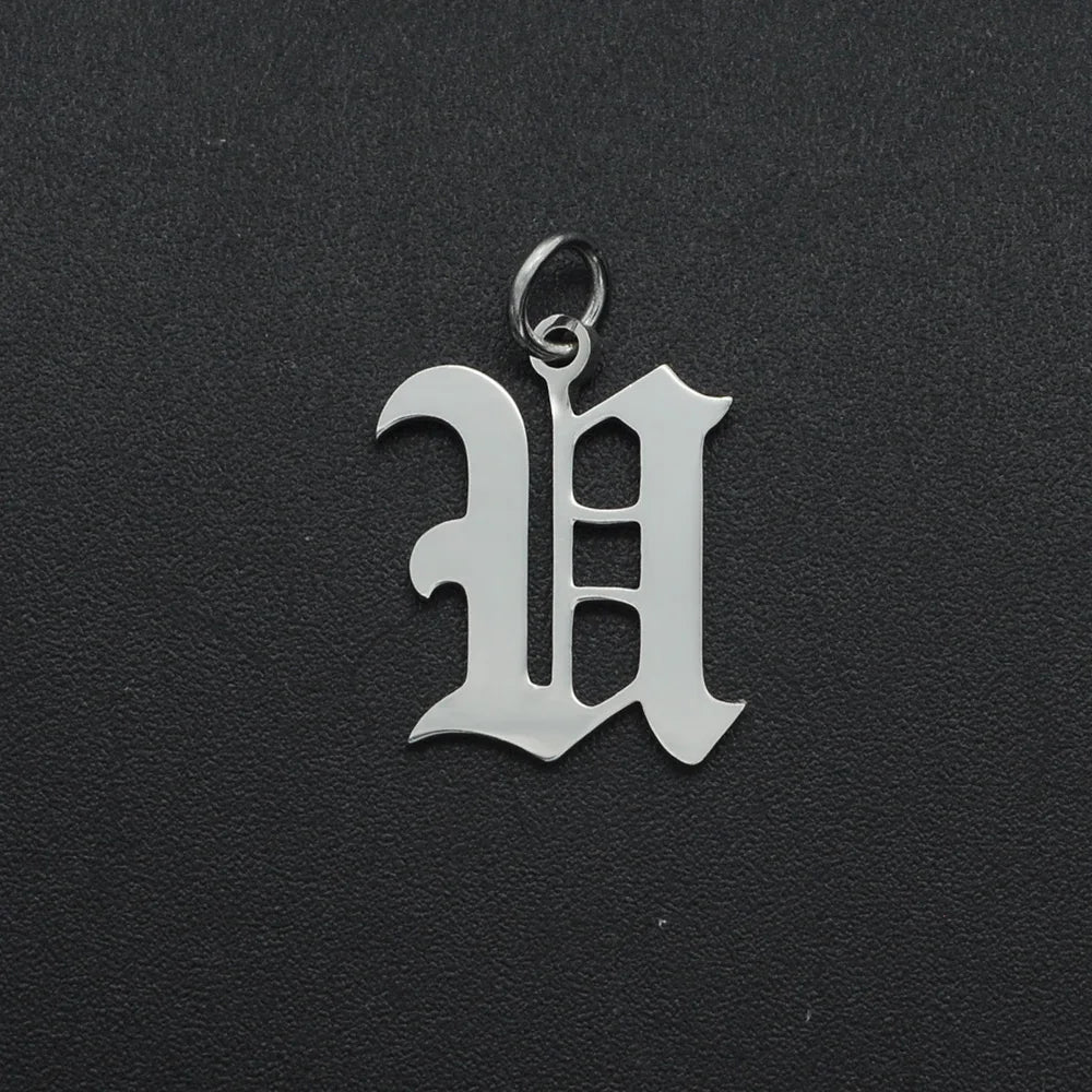 316 Stainless Steel Old English Letter Charms | DIY Alphabet Jewelry Findings for Bracel detail view