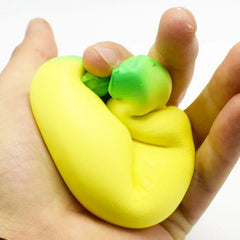 Squishy Banana Stress Relief Toy | Slow Rising Jumbo Squeeze Toy close-up view