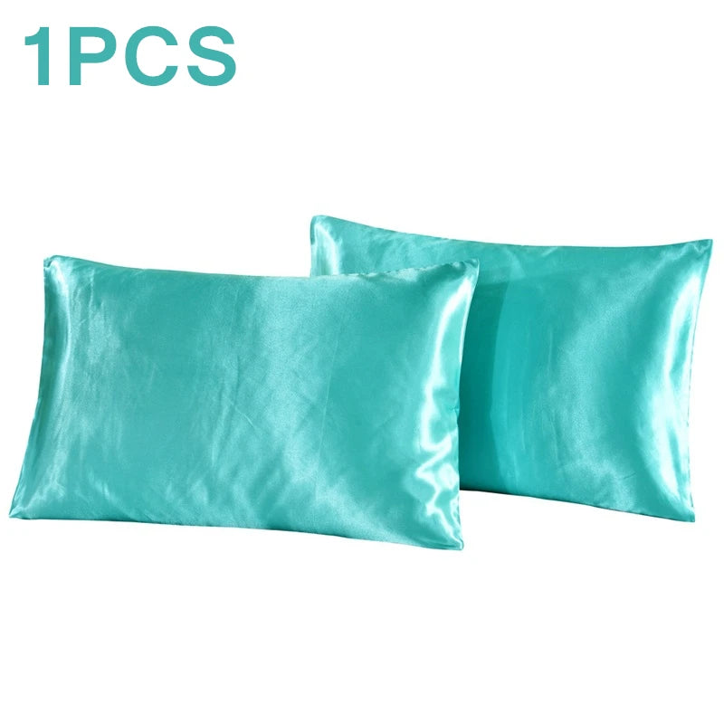 1Pc Queen Satin Silk Pillowcase | Silky Smooth Cooling Bed Pillow Cover for Hair and Ski detail view