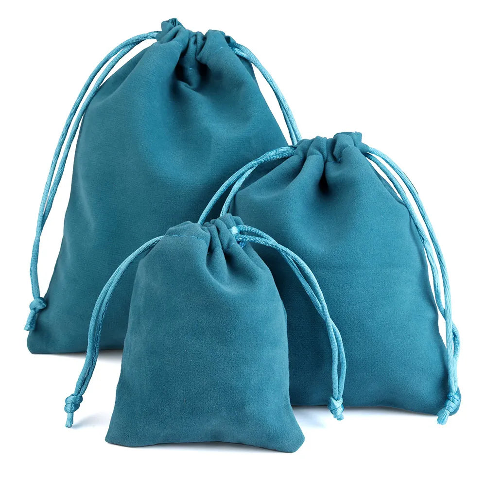 10pcs Drawstring Velvet Jewelry Gift Bags | Soft Plush Multi-Color Pouches for Wedding close-up view