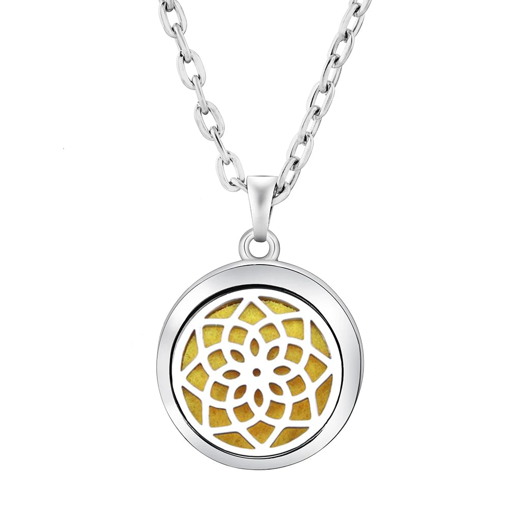 Heart-Shaped Aromatherapy Essential Oil Diffuser Necklace Stainless Steel High Quality close-up view