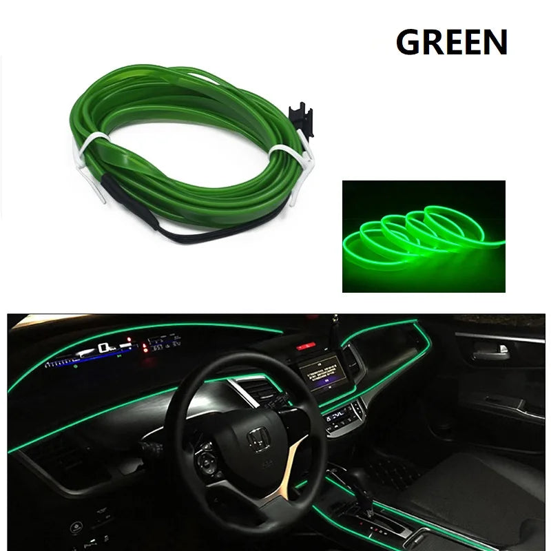 1/2/3/4/5M Car Interior Led Decorative Lamp EL Wiring Neon Strip For Auto DIY Flexi additional angle