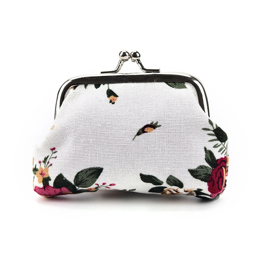 Canvas Mini Coin Purse Wallet | Floral Small Bag for Women and Girls lifestyle view