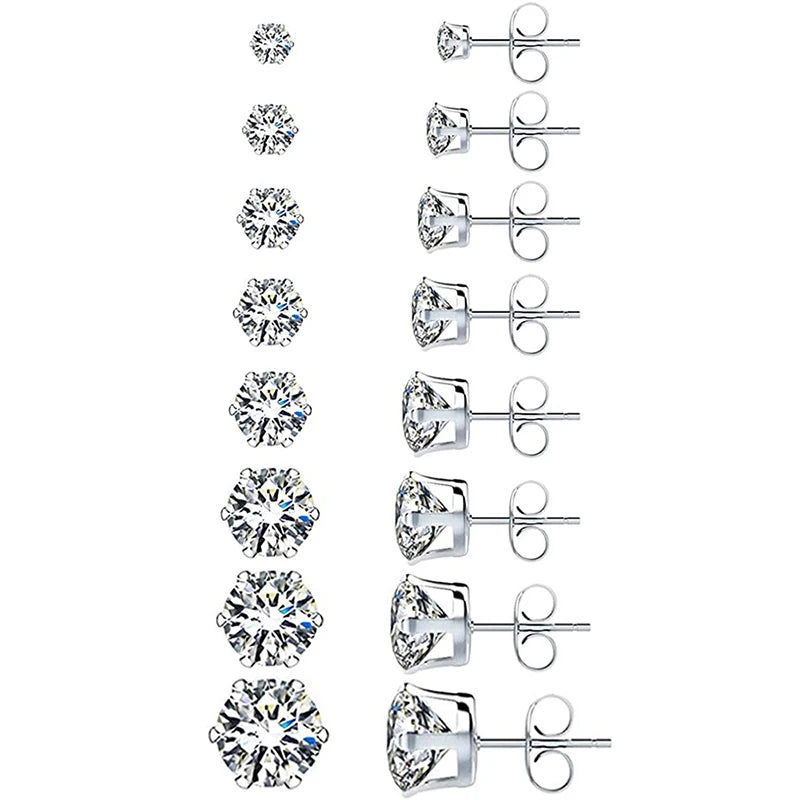 Huitan Minimalist Crystal Cubic Zirconia Stud Earrings | 6 Claws Unisex Fashion Jewel lifestyle view
