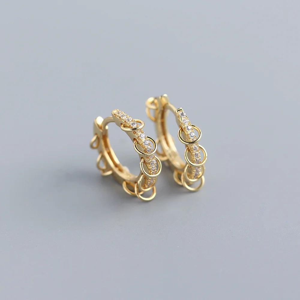 ANENJERY CZ Zircon Circle Hoop Earrings for Women Men Punk Trendy Party Accessories Fash detail view