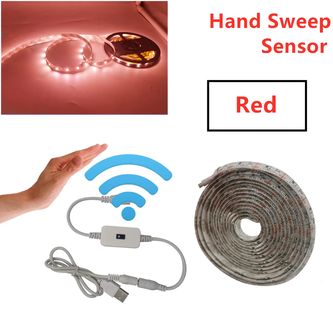 USB Motion Sensor LED Strip Light | Hand Wave Control for TV Kitchen additional angle