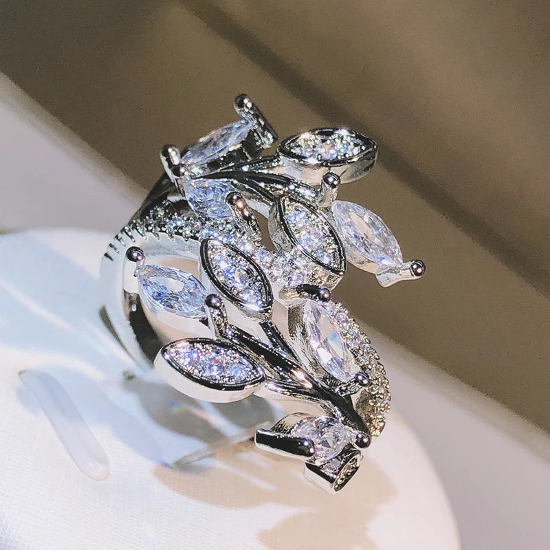 925 Silver Handmade Eternity Promise Crystal Ring AAA Cz Zircon Engagement Wedding Ban close-up view