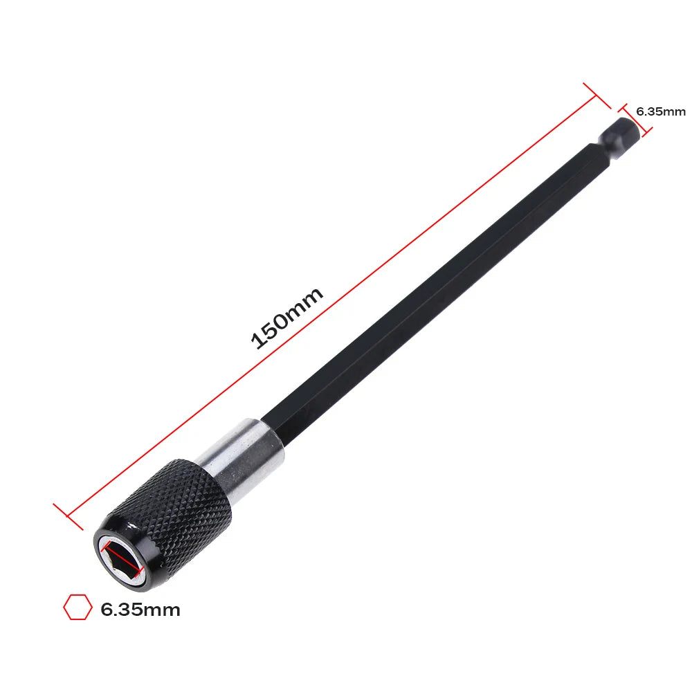1/4 Inch Hex Shank Quick Release Screwdriver Bit Holder Extension Bar | 60mm 100mm 150mm detail view