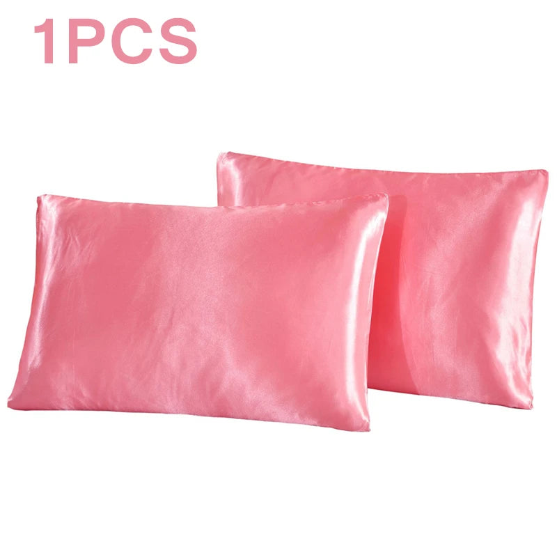 1Pc Queen Satin Silk Pillowcase | Silky Smooth Cooling Bed Pillow Cover for Hair and Ski detail view