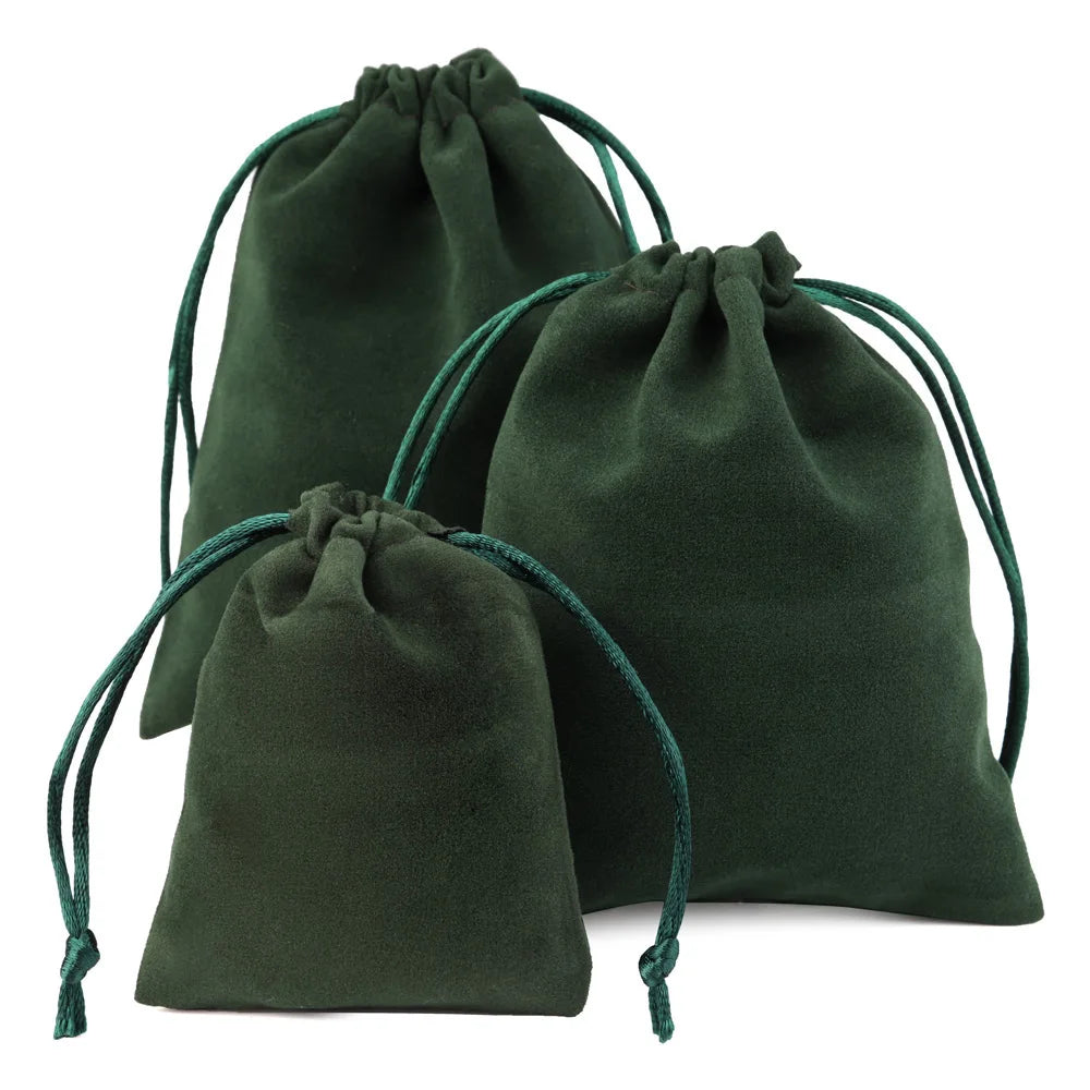 10pcs Drawstring Velvet Jewelry Gift Bags | Soft Plush Multi-Color Pouches for Wedd additional angle