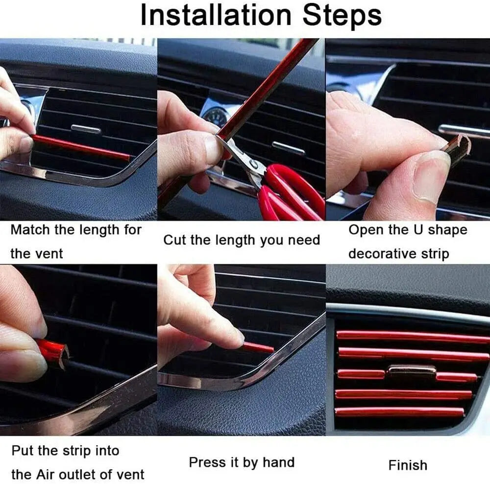 10 Pcs Car Air Vent Grille Decoration Trim Sticker U Style Air Conditioner Outlet D additional angle