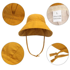 Big Brim Baby Sun Hat | Cotton Linen Kids Bucket Hat for Girls Boys close-up view