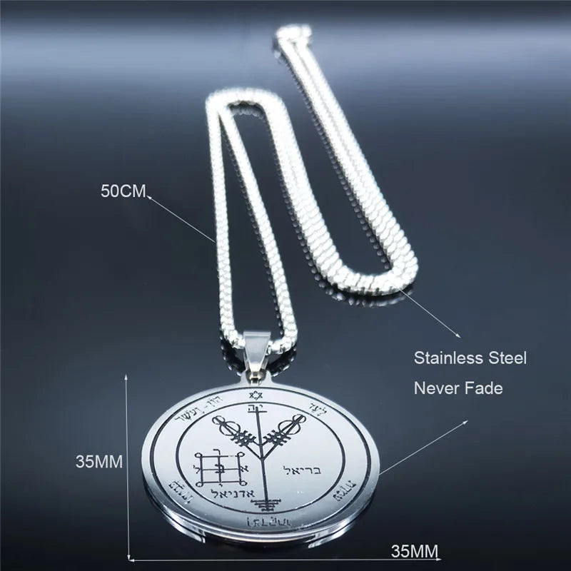 Fourth Pentacle of Jupiter Key of Solomon Stainless Steel Pendant Necklace Men Seal additional angle