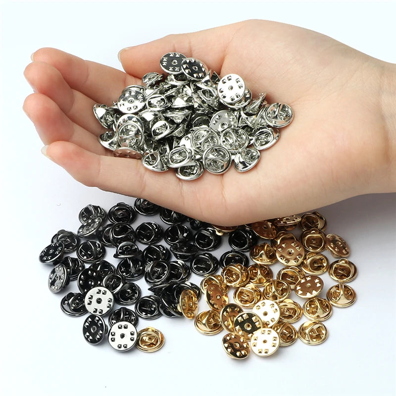 20 50 80 100pcs Colorful Metal Brooch Pin Back Squeeze Badge Holder Butterfly Clasp Clutch Care Cap For DIY Jewelry Making Craft