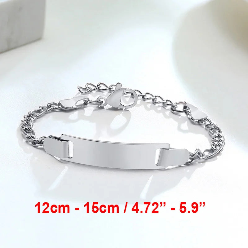 Personalized Baby Bracelet Gift | Custom Stainless Steel Name Bracelet close-up view