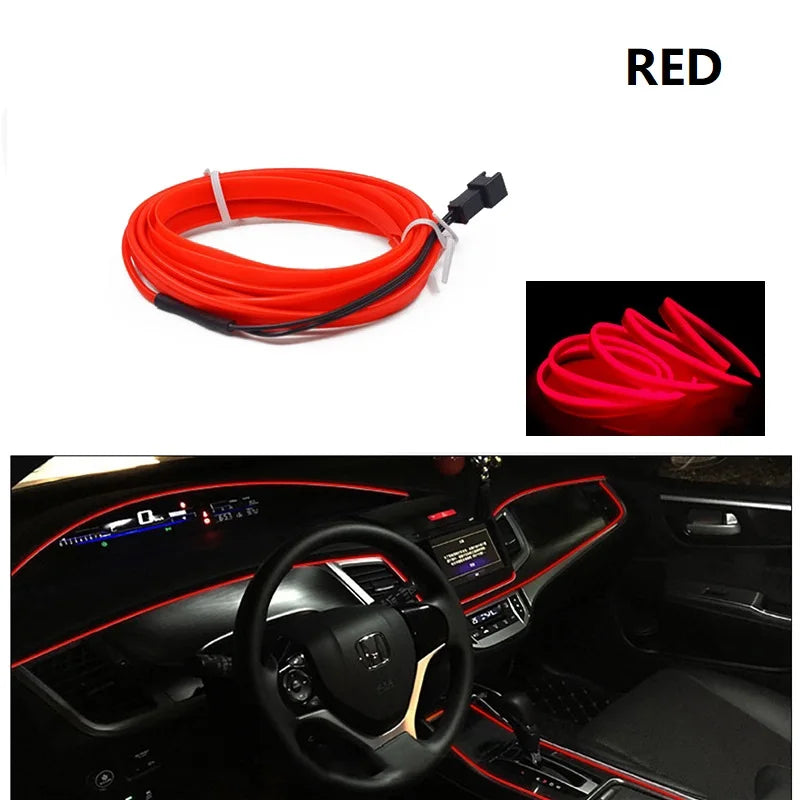 1/2/3/4/5M Car Interior Led Decorative Lamp EL Wiring Neon Strip For Auto DIY Flexibl lifestyle view