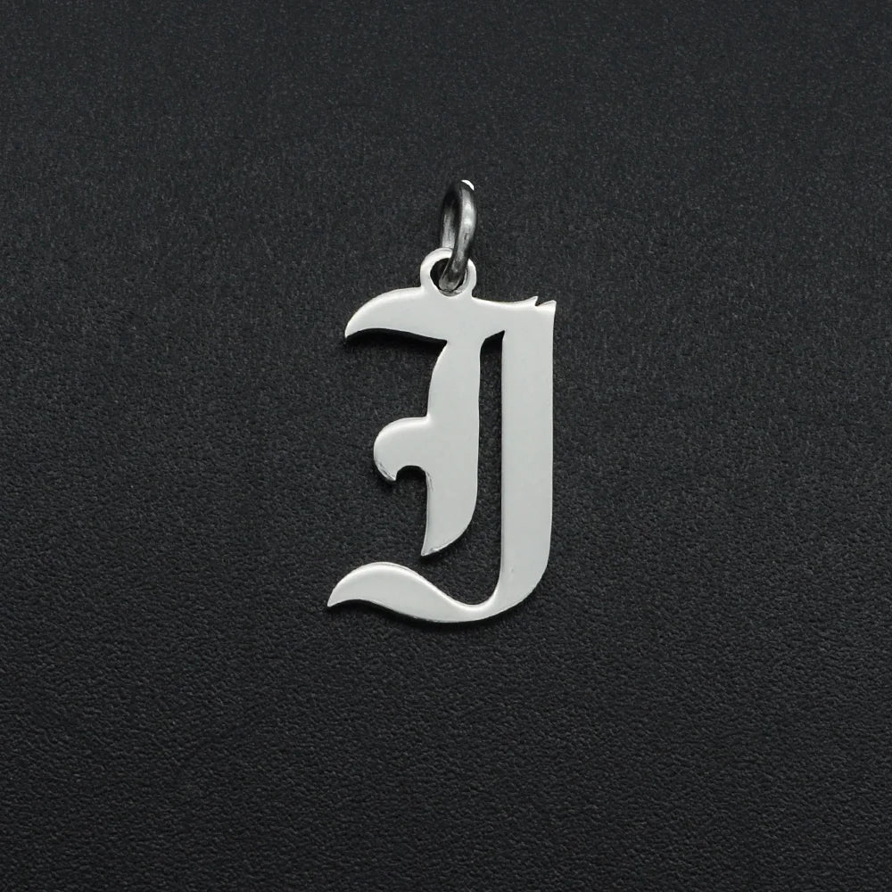 316 Stainless Steel Old English Letter Charms | DIY Alphabet Jewelry Findings for Bracel detail view