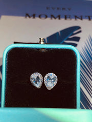925 Sterling Silver High Quality Hearts And Arrows Inlaid AAA Zircon Water Drop Earrin close-up view