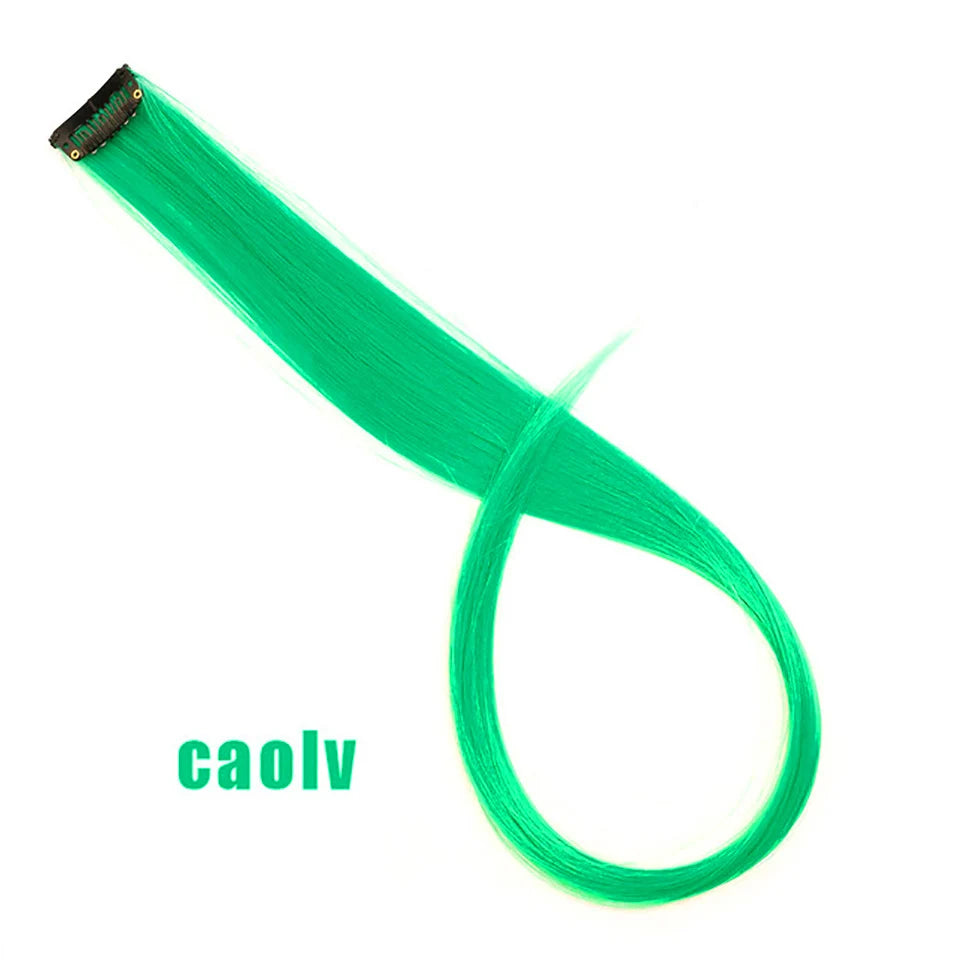 Clip In Rainbow Highlight Hair Extensions | Pink Synthetic Hair Strands alternate view