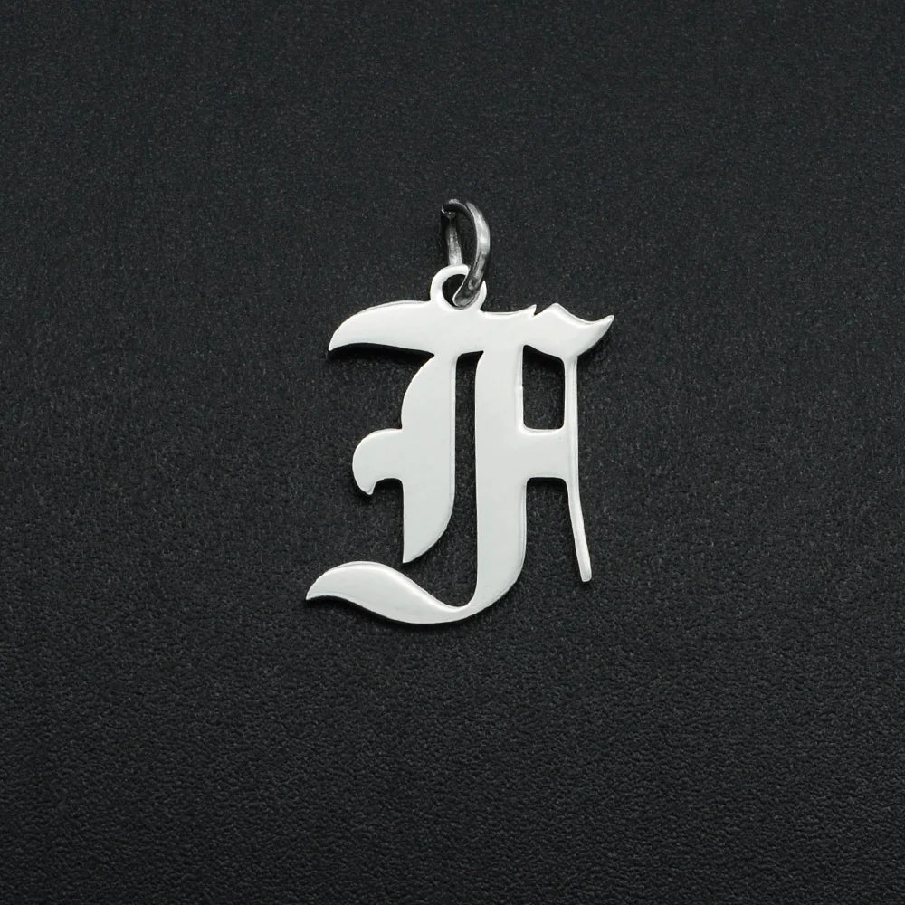 316 Stainless Steel Old English Letter Charms | DIY Alphabet Jewelry Findings for B additional angle