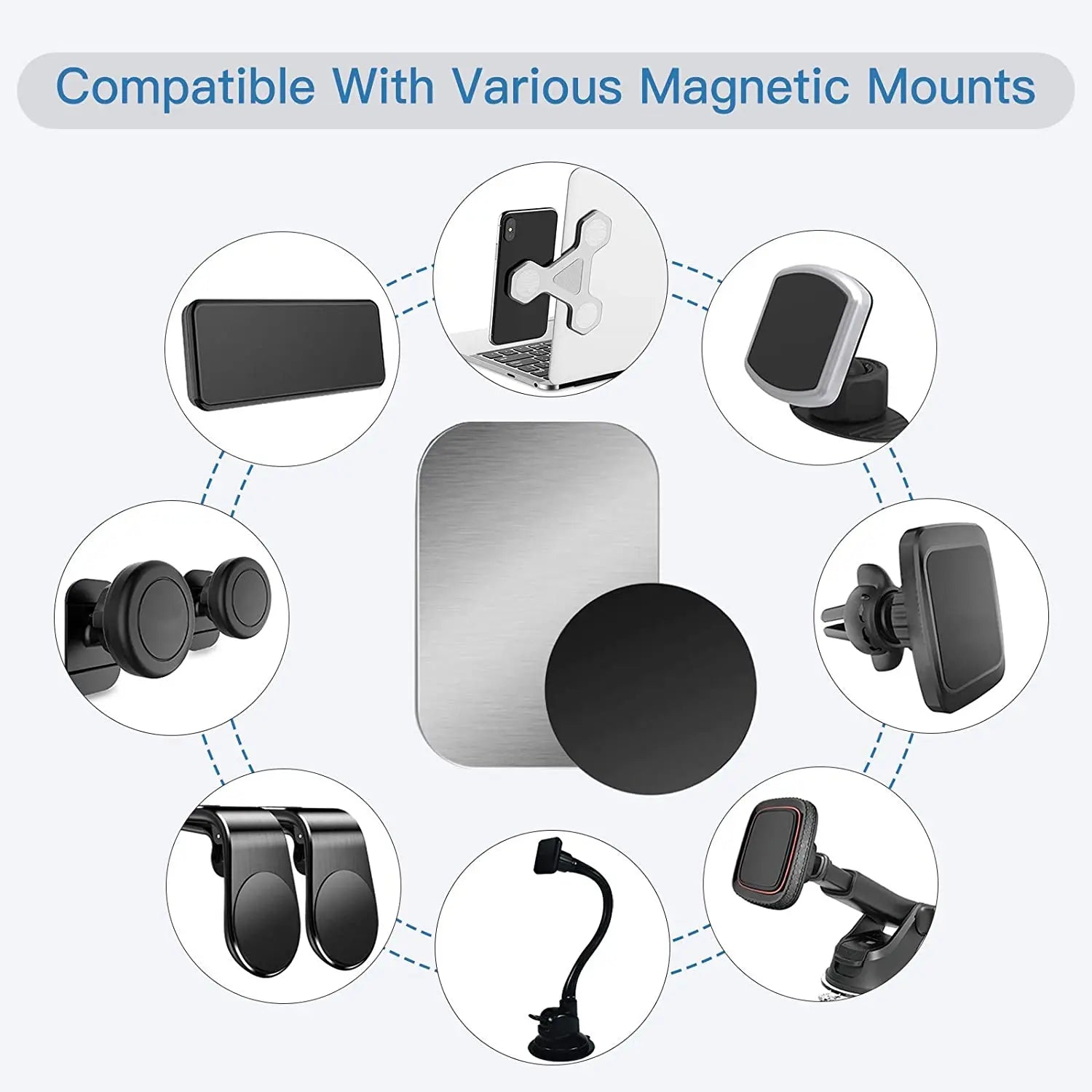 Thin Metal Plate For Magnetic Car Phone Holder Iron Sheet Sticker Disk For Magnet Tabl close-up view