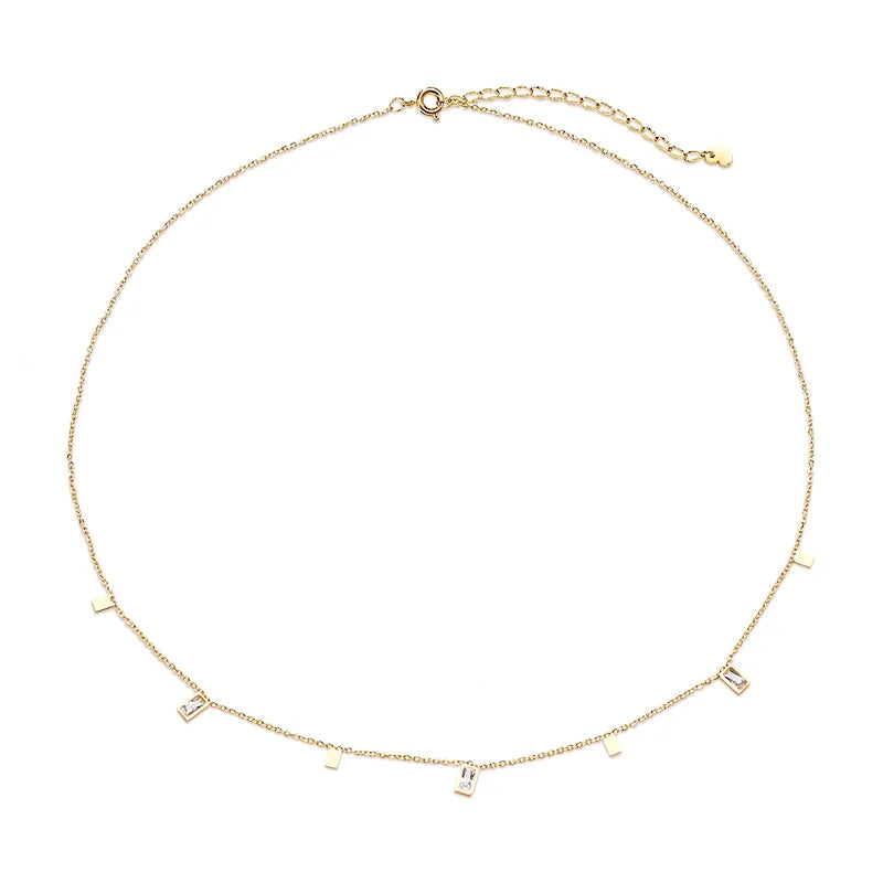 Teardrop Charm Necklace, Stainless Steel Dangling Necklace , Minimalist Simple Chain N close-up view