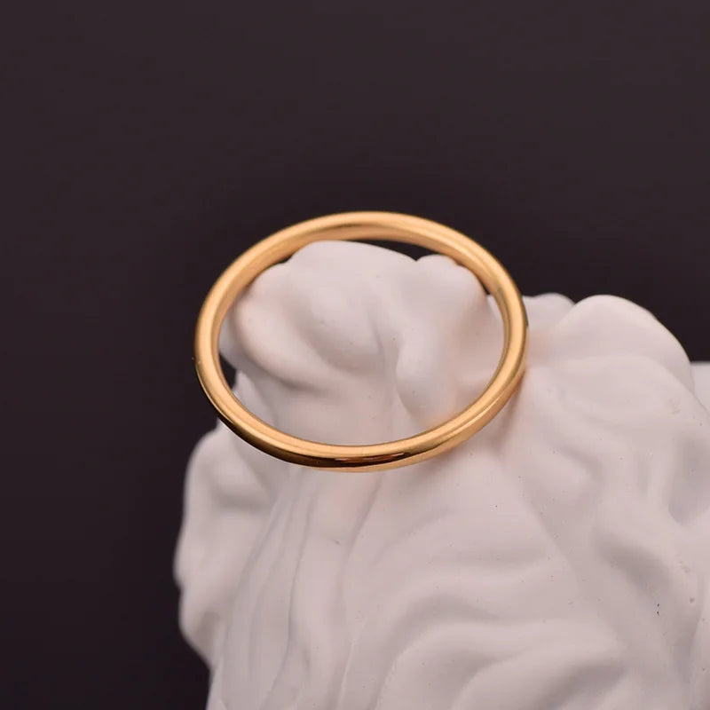 316 Stainless Steel Rounded Thin Rings Women Girls Small Circle Ring Jewelry 1.5mm Rose Gold Silver Color Size 4 5 6 7 8 9 10 11