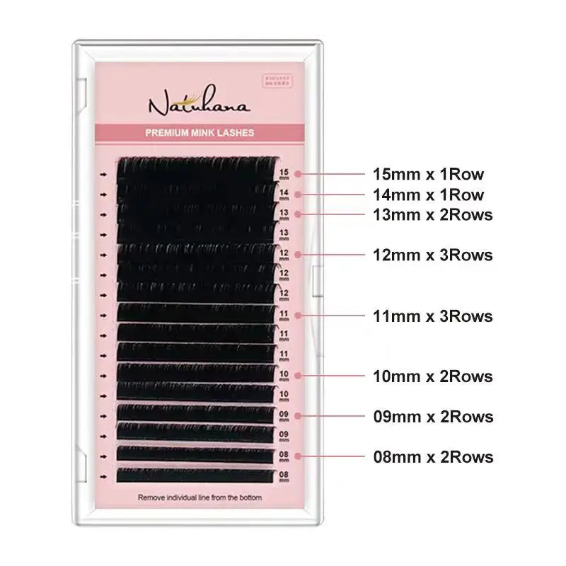 NATUHANA Mink Lashes Mix 8-15 mm 16 Lines Handmade Eyelash Extension | Natural Soft F alternate view