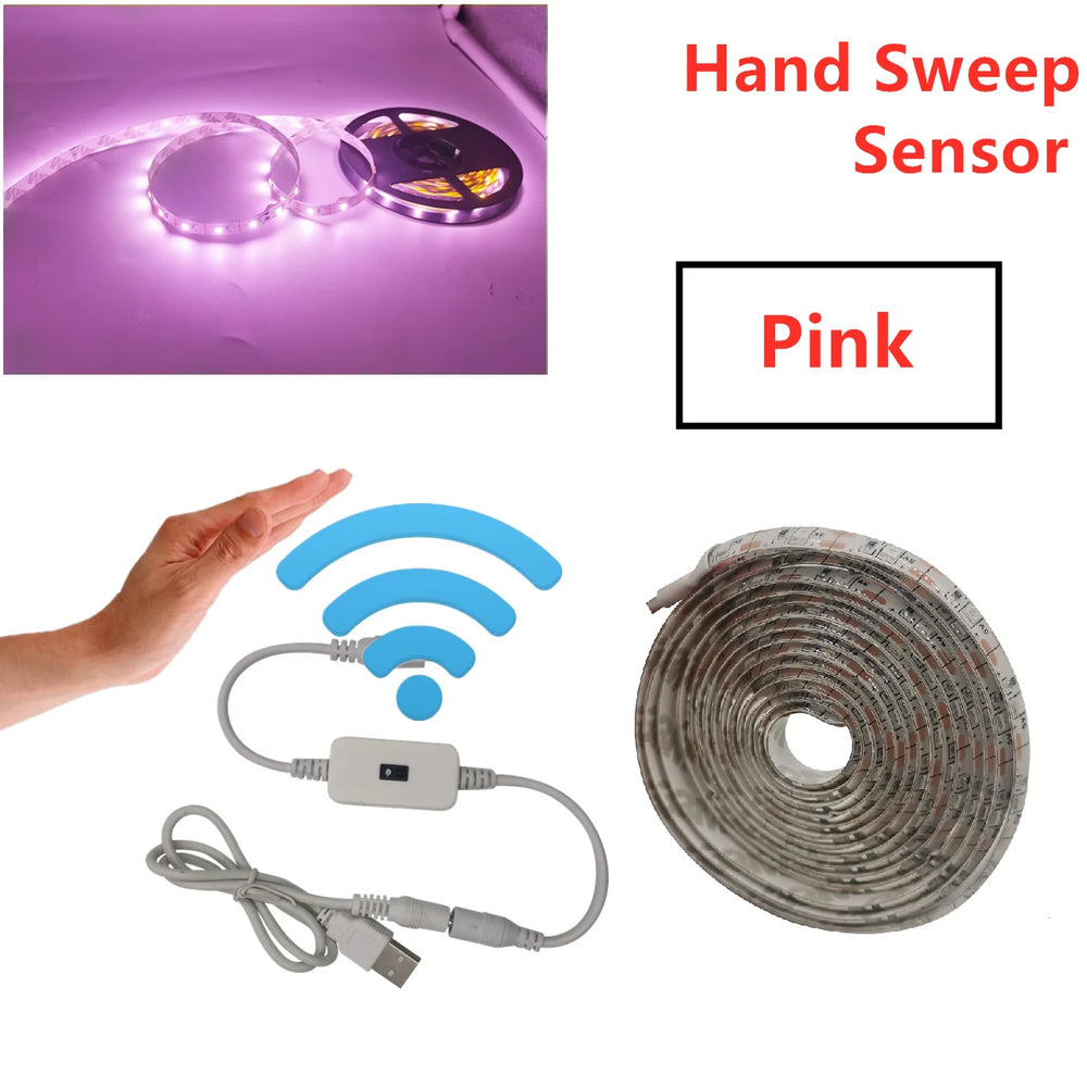 USB Motion Sensor LED Strip Light | Hand Wave Control for TV Kitchen close-up view